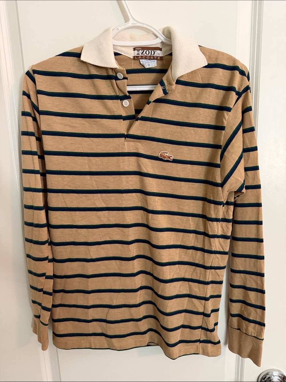 Vintage 80s Izod Lacoste Striped Rugby Polo Croc Logo Men’s L ( 1980s)